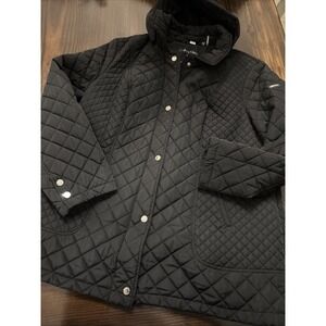 Calvin Klein Diamond Quilted Jacket Size 1X Detachable Hood MSRP $200 Black